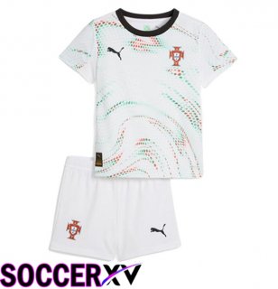 Portugal Kids Away Soccer Jersey White 2025/2026