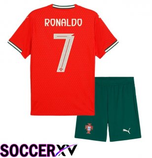 Portugal (RONALDO 7) Kids Home Soccer Jersey Red 2025/2026
