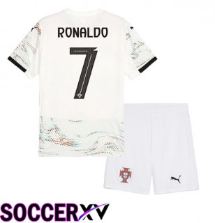 Portugal (RONALDO 7) Kids Away Soccer Jersey White 2025/2026
