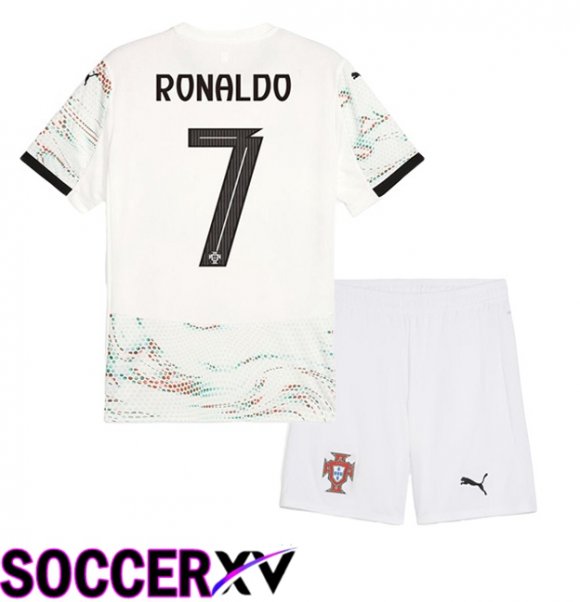 Portugal (RONALDO 7) Kids Away Soccer Jersey White 2025/2026