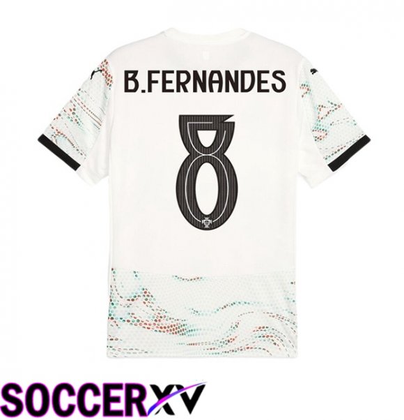Portugal (B. FERNANDES 8) Away Soccer Jersey White 2025/2026