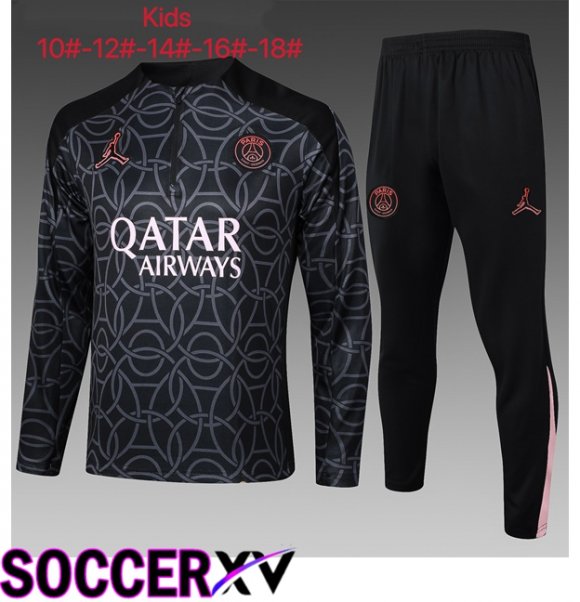 Paris PSG Kids kit Training Tracksuit Black 2025/2026
