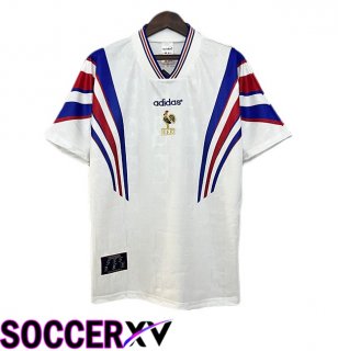 France Retro Away Soccer Jersey White 1996