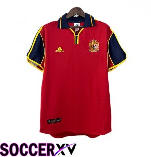 Spain Retro Home Soccer Jersey Red 2000