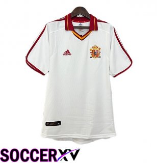 Spain Retro Away Soccer Jersey White 2000