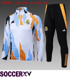 Real Madrid Kids kit Training Jacket Suit White Yellow 2025/2026