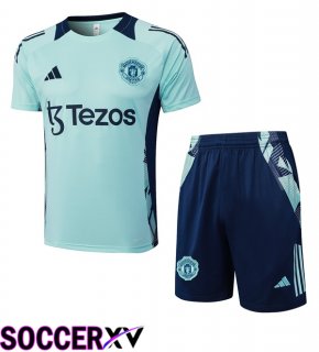 Manchester United kit Training T Shirt + Shorts Green 2025/2026