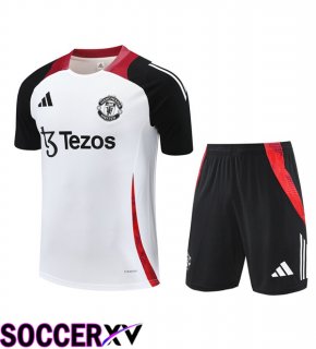 Manchester United kit Training T Shirt + Shorts White 2025/2026