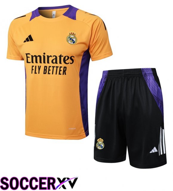 Real Madrid kit Training T Shirt + Shorts Yellow 2025/2026