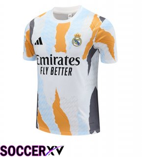 Real Madrid Training T Shirt White Yellow 2025/2026