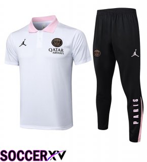 Jordan Paris PSG Soccer Polo + Training Pants White 2025/2026
