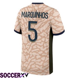Paris PSG (Marquinhos 5) Soccer Jersey Fourth Pink 2023/2024