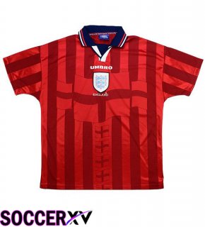 England Retro Away Soccer Jersey Red 1998