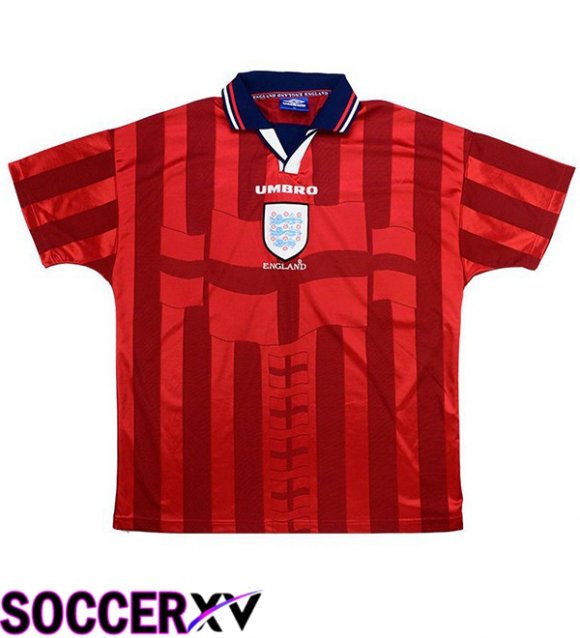 England Retro Away Soccer Jersey Red 1998