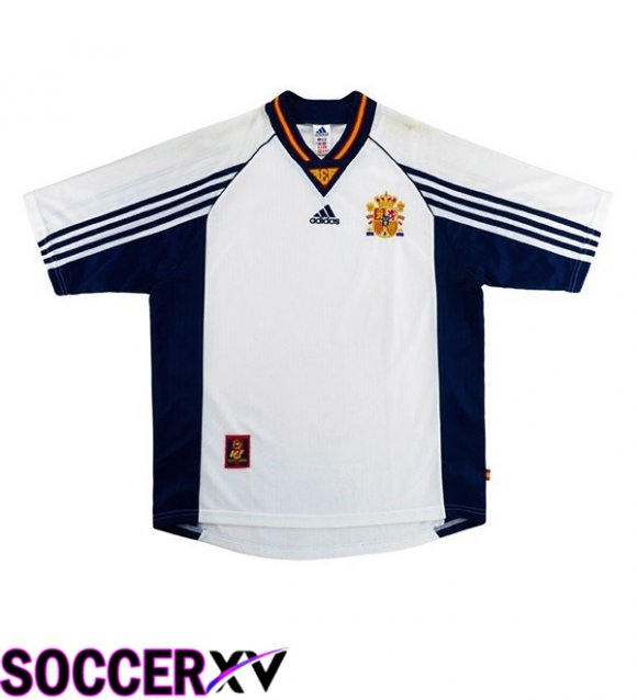 Spain Retro Away Soccer Jersey White 1998