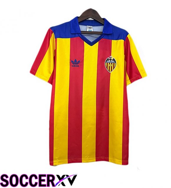 Valencia CF Retro Home Soccer Jersey Red Yellow 1980-1982
