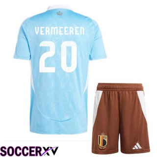 Belgium (VERMEEREN 20) Kids Away Soccer Jersey Blue UEFA Euro 2024