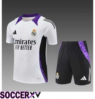 Real Madrid Kids kit Training T Shirt White/Black/Purple 2025/2026