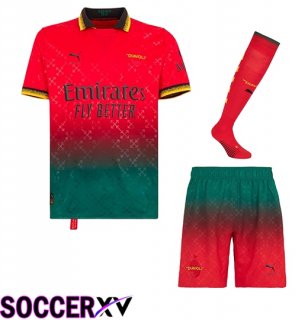 AC Milan Fourth kit Soccer Jersey (Shorts + Socks) Red 2024/2025