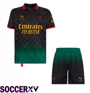 AC Milan Kids Fourth Soccer Jersey Black 2024/2025