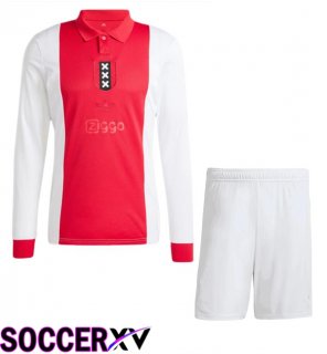 AFC Ajax Kids Soccer Jersey 125th Anniversary Edition Long sleeve Red White