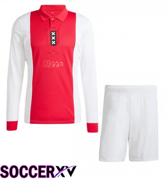 AFC Ajax Kids Soccer Jersey 125th Anniversary Edition Long sleeve Red White