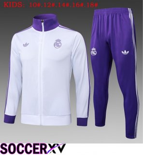 Real Madrid Kids kit Training Jacket Suit Purple White 2025/2026