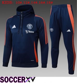 Manchester United Kids Training Tracksuit Hoodie Blue Royal 2025/2026
