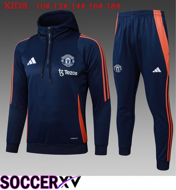 Manchester United Kids Training Tracksuit Hoodie Blue Royal 2025/2026