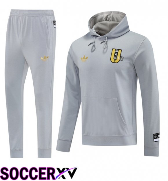 Manchester United Training Tracksuit - Training Sweatshirt Hoodie Grey 2025/2026