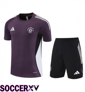Manchester United kit Training T Shirt + Shorts Purple 2025/2026