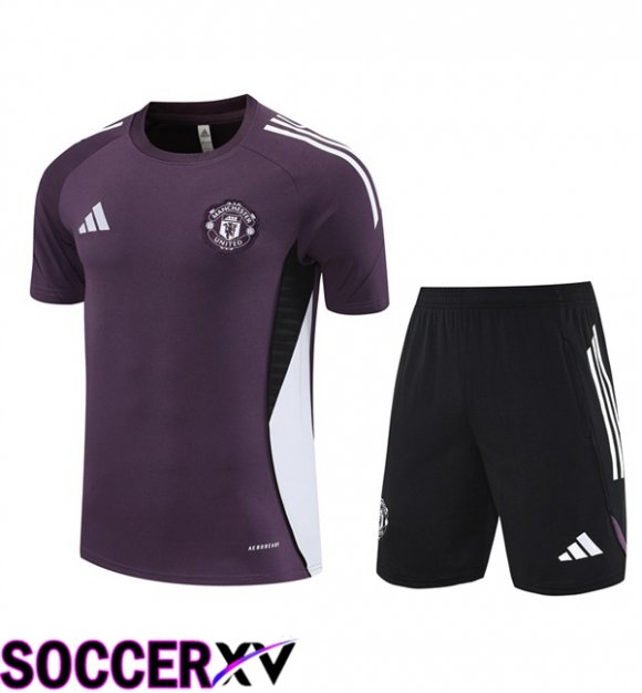Manchester United kit Training T Shirt + Shorts Purple 2025/2026