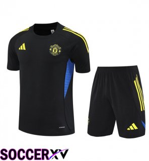 Manchester United kit Training T Shirt + Shorts Black 2025/2026