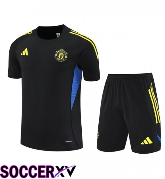 Manchester United kit Training T Shirt + Shorts Black 2025/2026