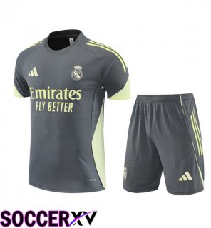 Real Madrid kit Training T Shirt + Shorts Grey 2025/2026