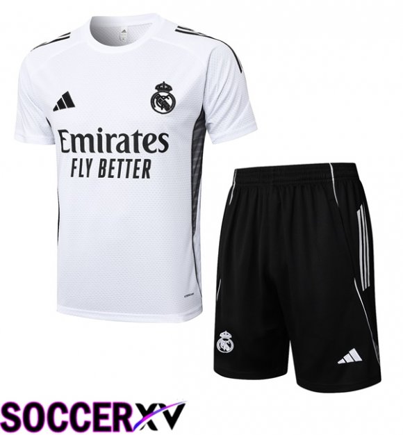 Real Madrid kit Training T Shirt + Shorts White 2025/2026