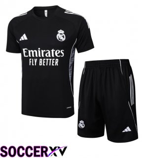 Real Madrid kit Training T Shirt + Shorts Black 2025/2026