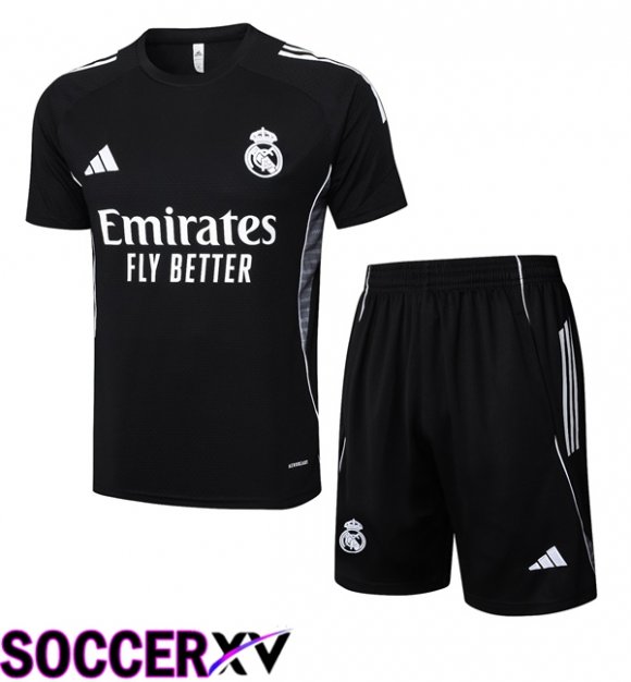 Real Madrid kit Training T Shirt + Shorts Black 2025/2026