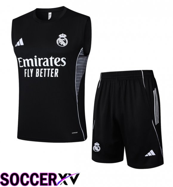 Real Madrid Gilet Soccer + Shorts Black 2025/2026