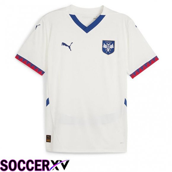 Serbia Away Soccer Jersey White UEFA Euro 2024