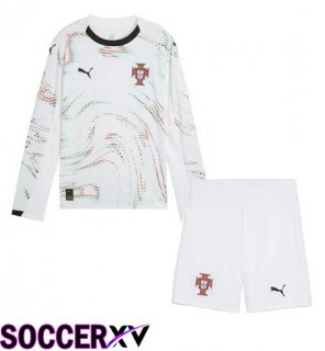 Portugal Kids Away Soccer Jersey Long sleeve White 2025/2026