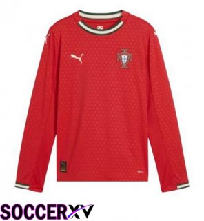 Portugal Home Soccer Jersey Long sleeve Red 2025/2026