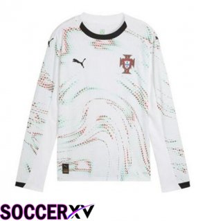Portugal Away Soccer Jersey Long sleeve White 2025/2026