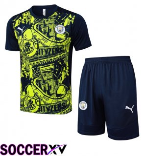 Manchester City kit Training T Shirt + Shorts Blue Royal Yellow 2025/2026