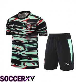 Portugal kit Training T Shirt + Shorts Black Green 2025/2026