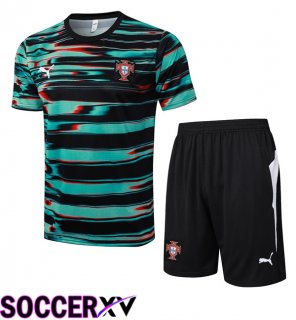 Portugal kit Training T Shirt + Shorts Black Green 2025/2026