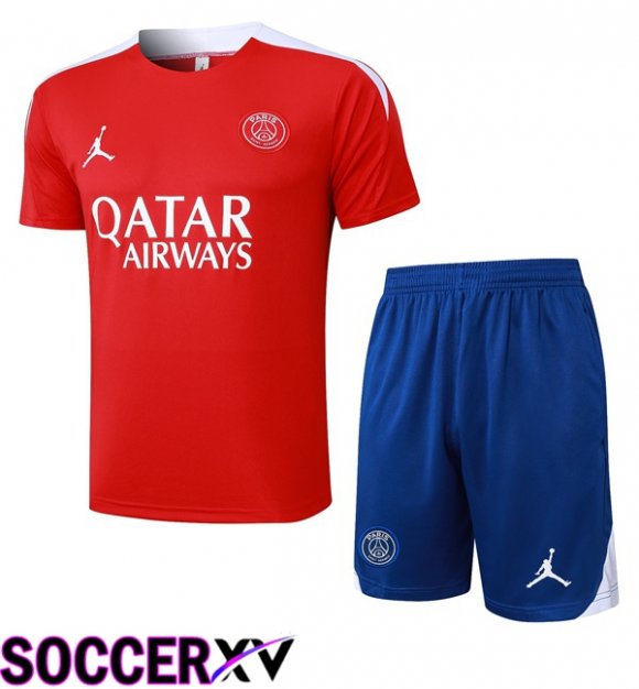 Jordan Paris PSG kit Training T Shirt + Shorts Red 2025/2026