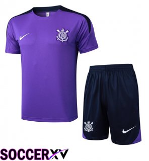 Corinthians kit Training T Shirt + Shorts Purple 2025/2026