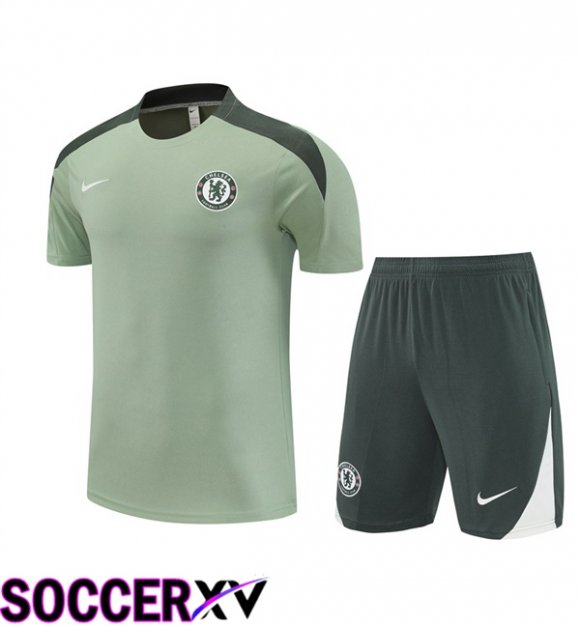 FC Chelsea kit Training T Shirt + Shorts Green 2025/2026