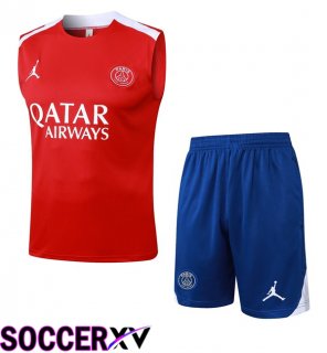 Jordan Paris PSG Gilet Soccer + Shorts Red 2025/2026